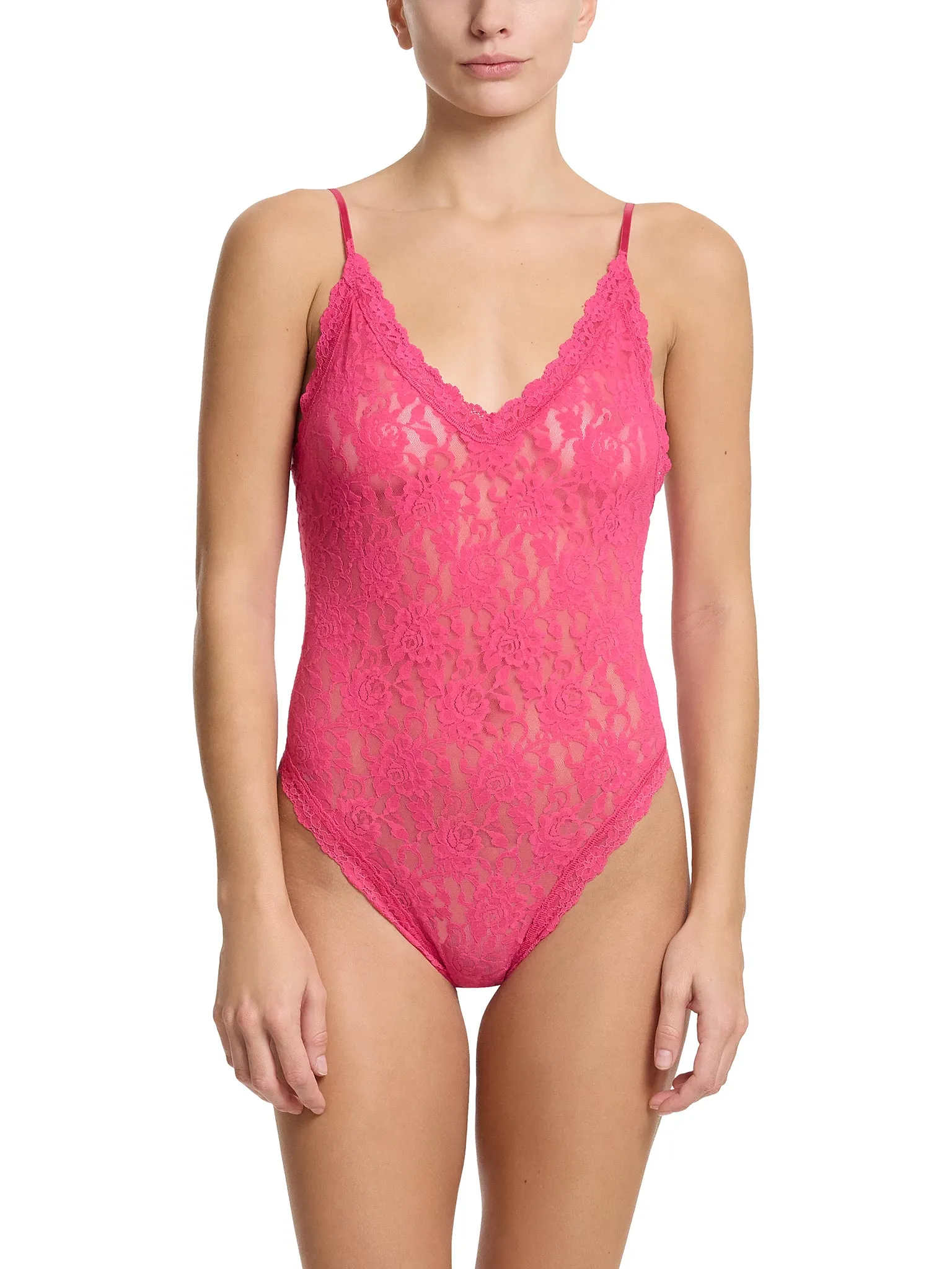 Signature Lace® Thong Back Bodysuit Un-Beet-Able Pink Sale sold by Hanky Panky