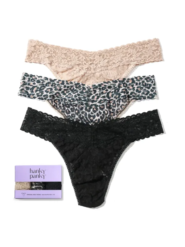 3 Pack Original Rise Thongs Exclusive sold by Hanky Panky