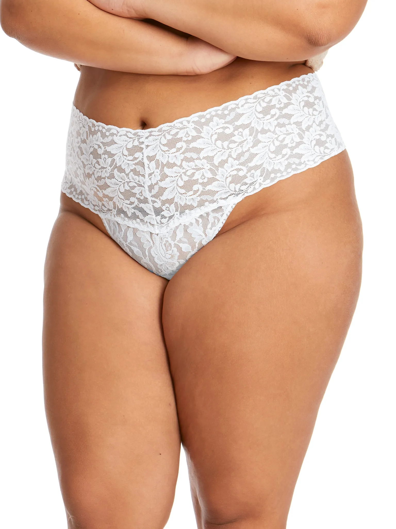 Plus Size Retro Lace Thong White Sale sold by Hanky Panky