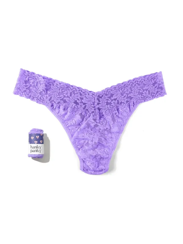 Signature Lace Original Rise Thong Candy Hearts Electric Orchid Purple made by Hanky Panky