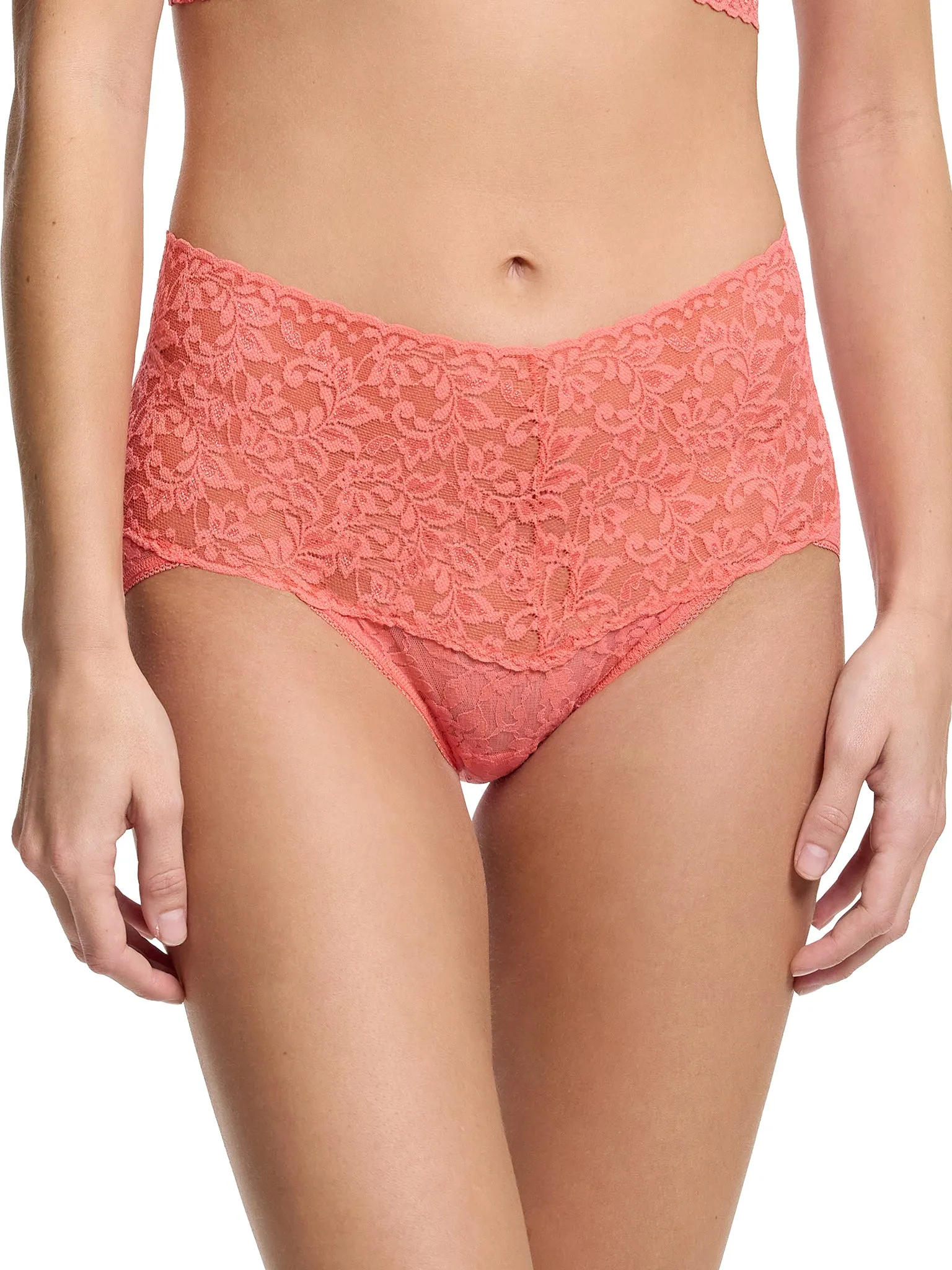 Retro Lace V-Kini Courageous Coral Sale sold by Hanky Panky