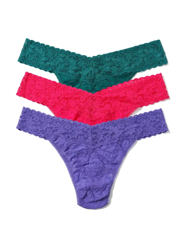 Holiday 3 Pack Signature Lace® Original Rise Thong Sale Moonstone sold by Hanky Panky