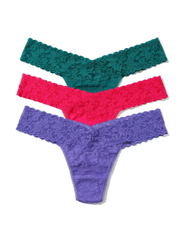 Holiday 3 Pack Signature Lace® Low Rise Thong Sale Moonstone sold by Hanky Panky