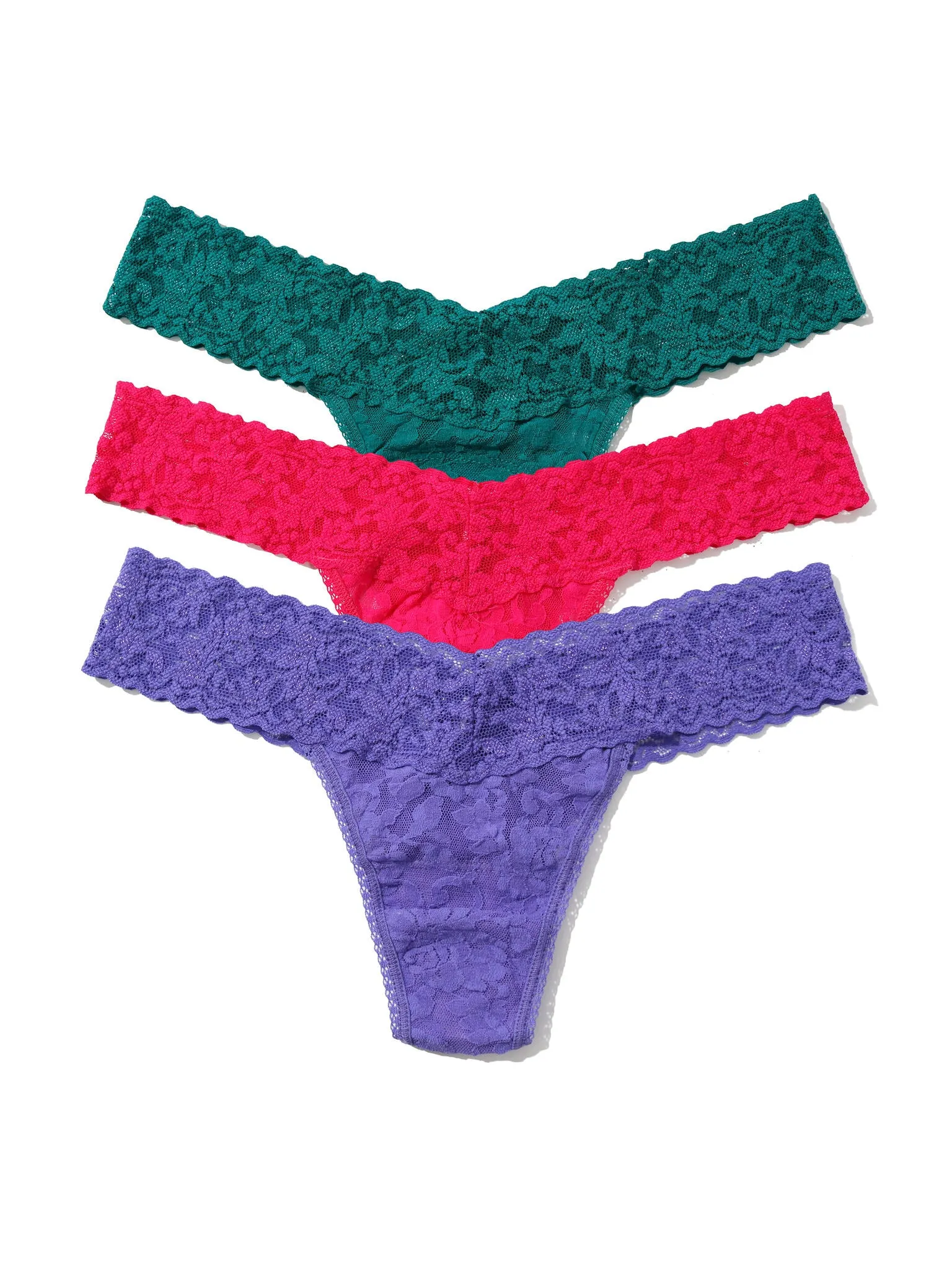 Holiday 3 Pack Signature Lace® Low Rise Thong Moonstone Sale sold by Hanky Panky