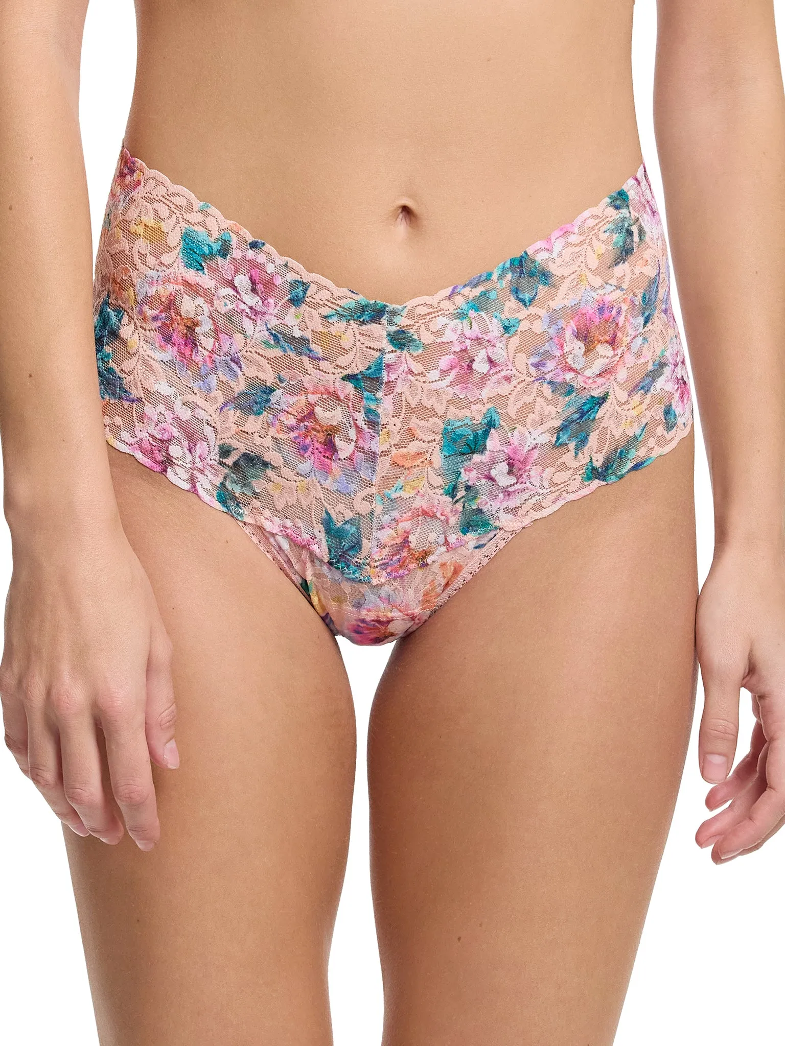 Printed Retro Lace Thong Buy Myself Flowers Sale sold by Hanky Panky