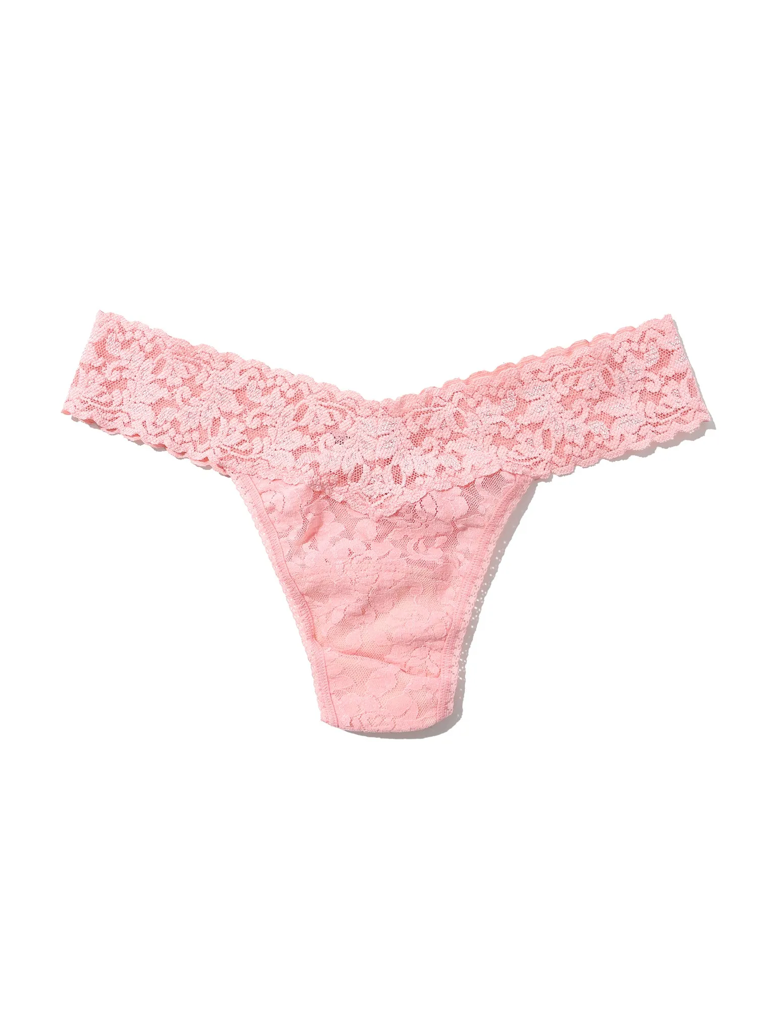 Petite Size Signature Lace® Low Rise Thong Pretty In Peach Pink Sale sold by Hanky Panky