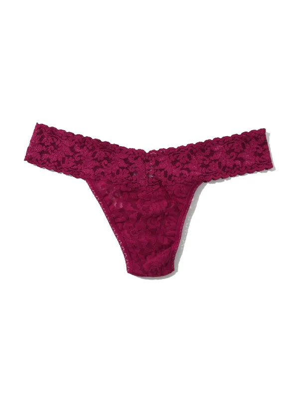Petite Size Signature Lace® Low Rise Thong Merlot Red sold by Hanky Panky