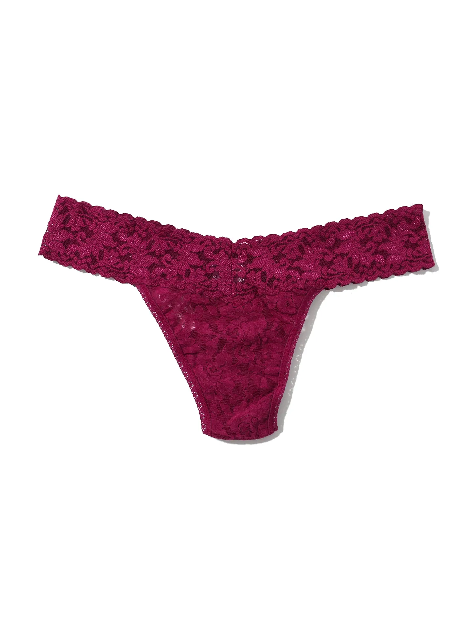 Petite Size Signature Lace® Low Rise Thong Merlot Red sold by Hanky Panky
