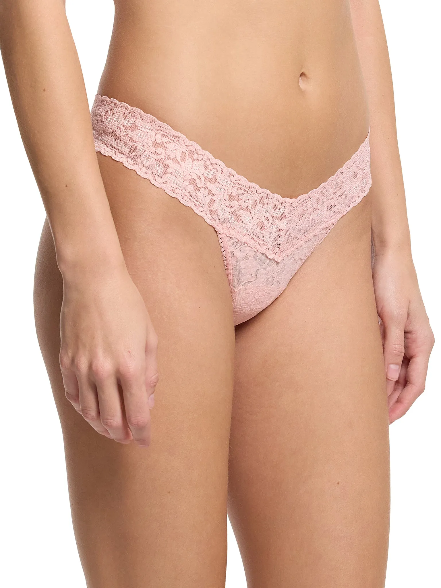 Signature Lace® Low Rise Thong Pretty In Peach Pink sold by Hanky Panky