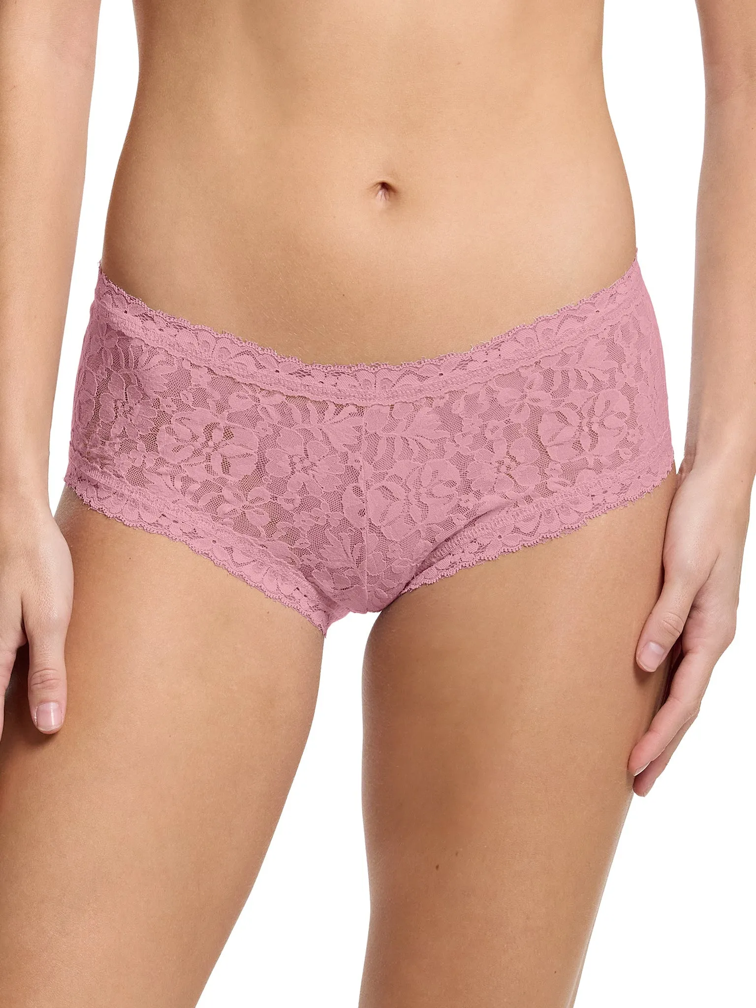Flora Lace Boyshort Mauve Orchid Pink Black Friday Sale sold by Hanky Panky