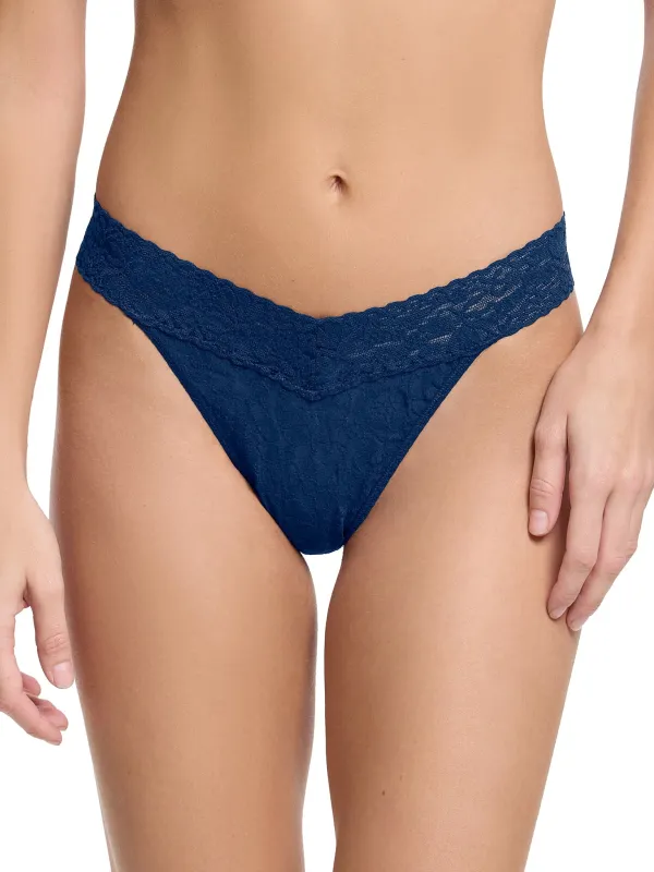 Flora Lace Original Rise Thong Night Owl Blue Sale sold by Hanky Panky