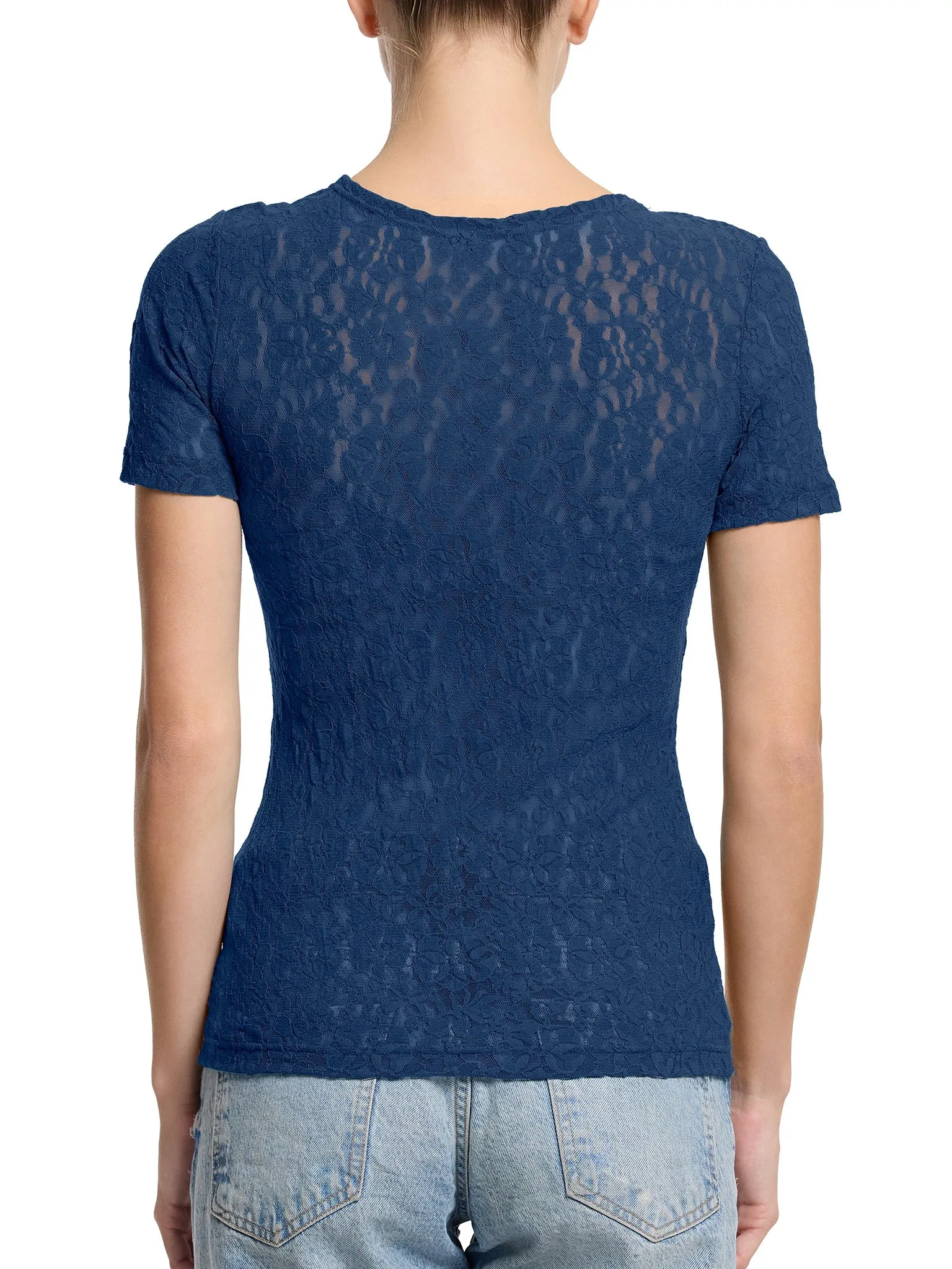 Flora Lace Short Sleeve Top Night Owl Blue Black Friday Sale sold by Hanky Panky product image thumbnail 2