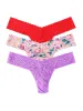 3 Pack Signature Lace® Low Rise Thongs Buy Myself Flowers Sale sold by Hanky Panky