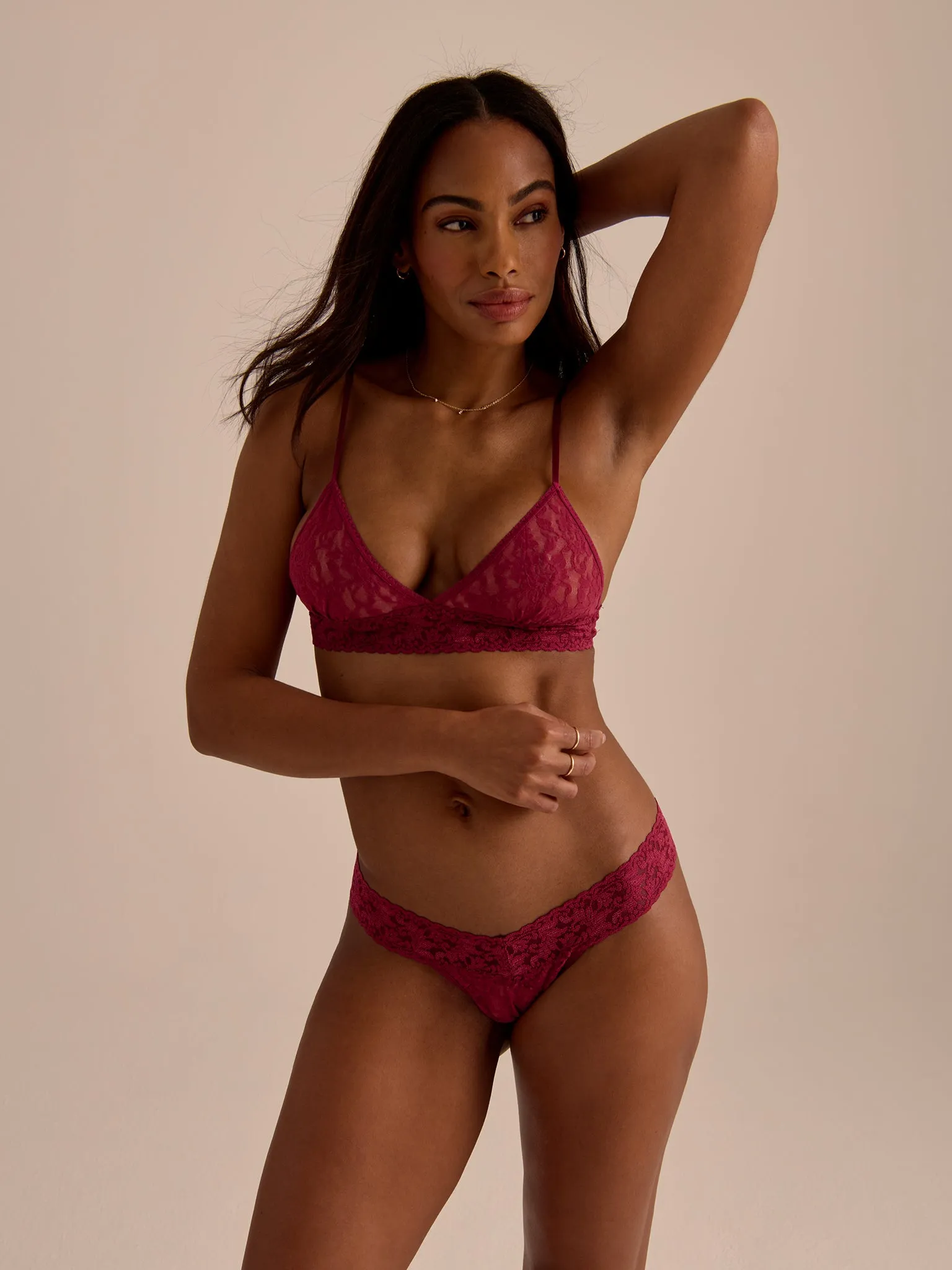 Signature Lace® Padded Triangle Bralette Merlot Red Black Friday Sale sold by Hanky Panky