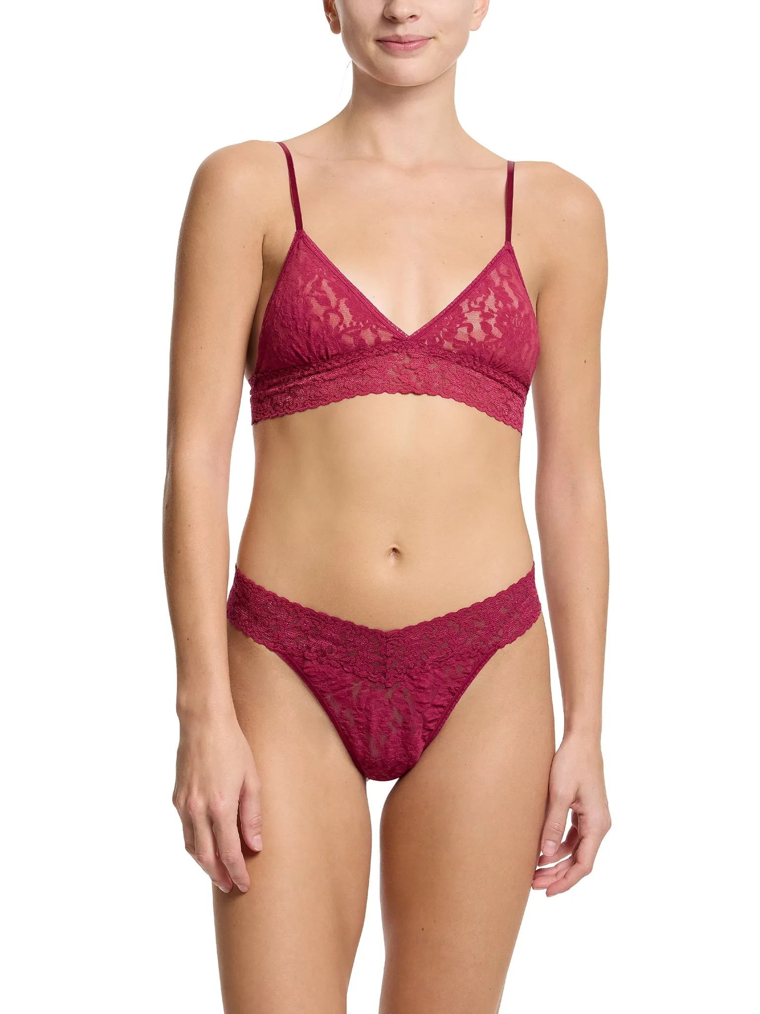 Signature Lace® Padded Triangle Bralette Merlot Red Black Friday Sale sold by Hanky Panky product image thumbnail 5