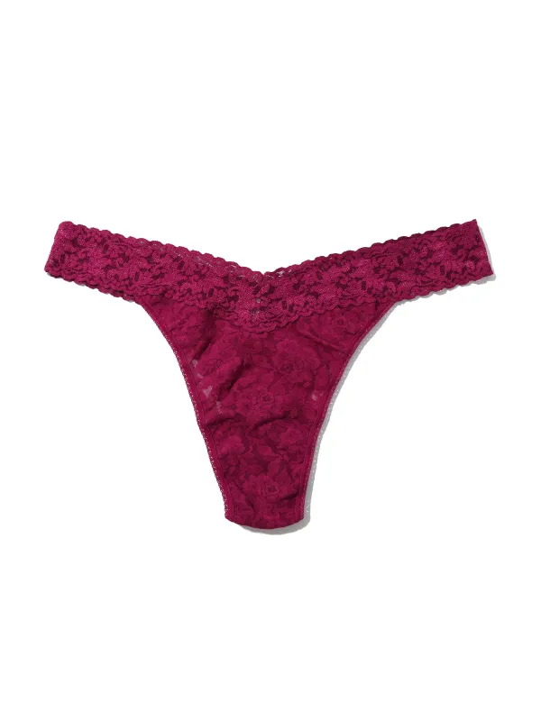 Plus Size Signature Lace® Original Rise Thong Merlot Red sold by Hanky Panky