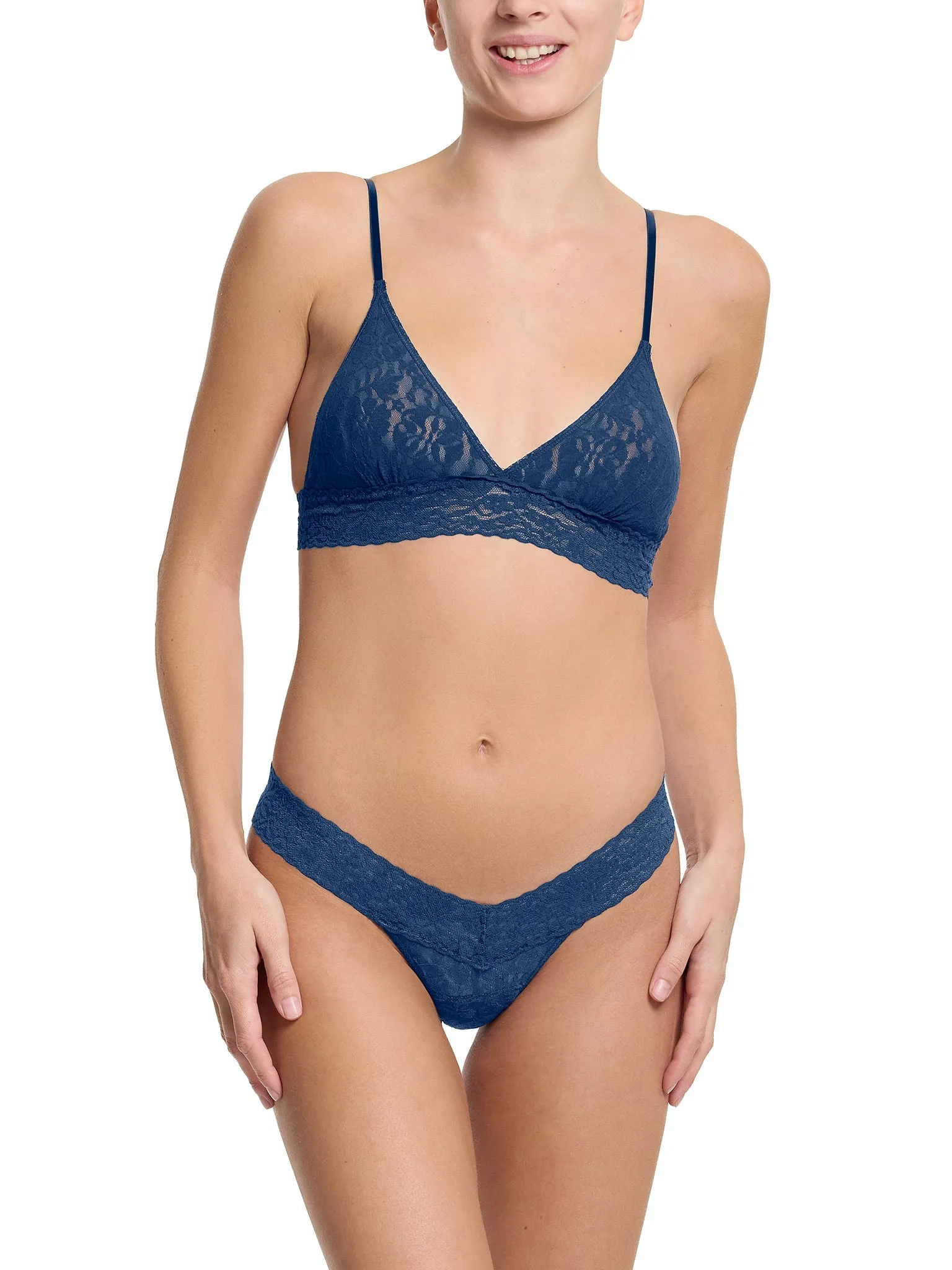 Flora Lace Bralette Night Owl Blue Sale sold by Hanky Panky product image thumbnail 3
