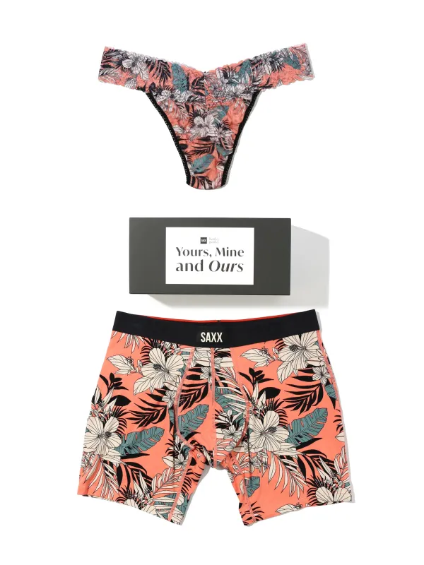 Signature Lace® Original Rise Thong And Saxx Super Soft Vibe Boxer Brief Hibiscus Jungle sold by Hanky Panky