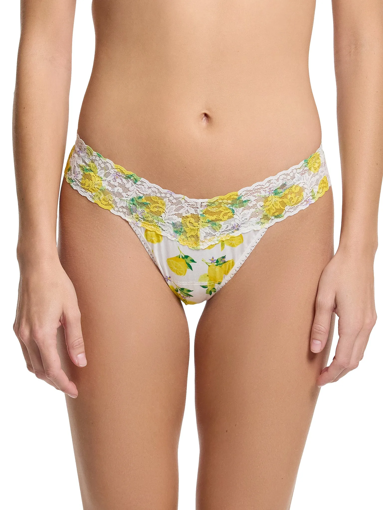 Supima® Cotton Printed Low Rise Thong Make Lemonade Sale sold by Hanky Panky