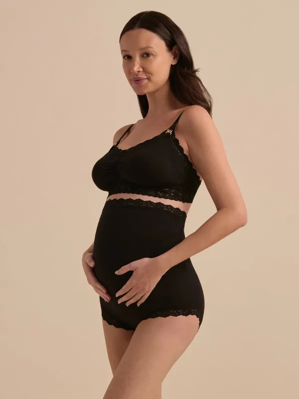Supima Cotton® Maternity Over The Bump Boyshort Black sold by Hanky Panky