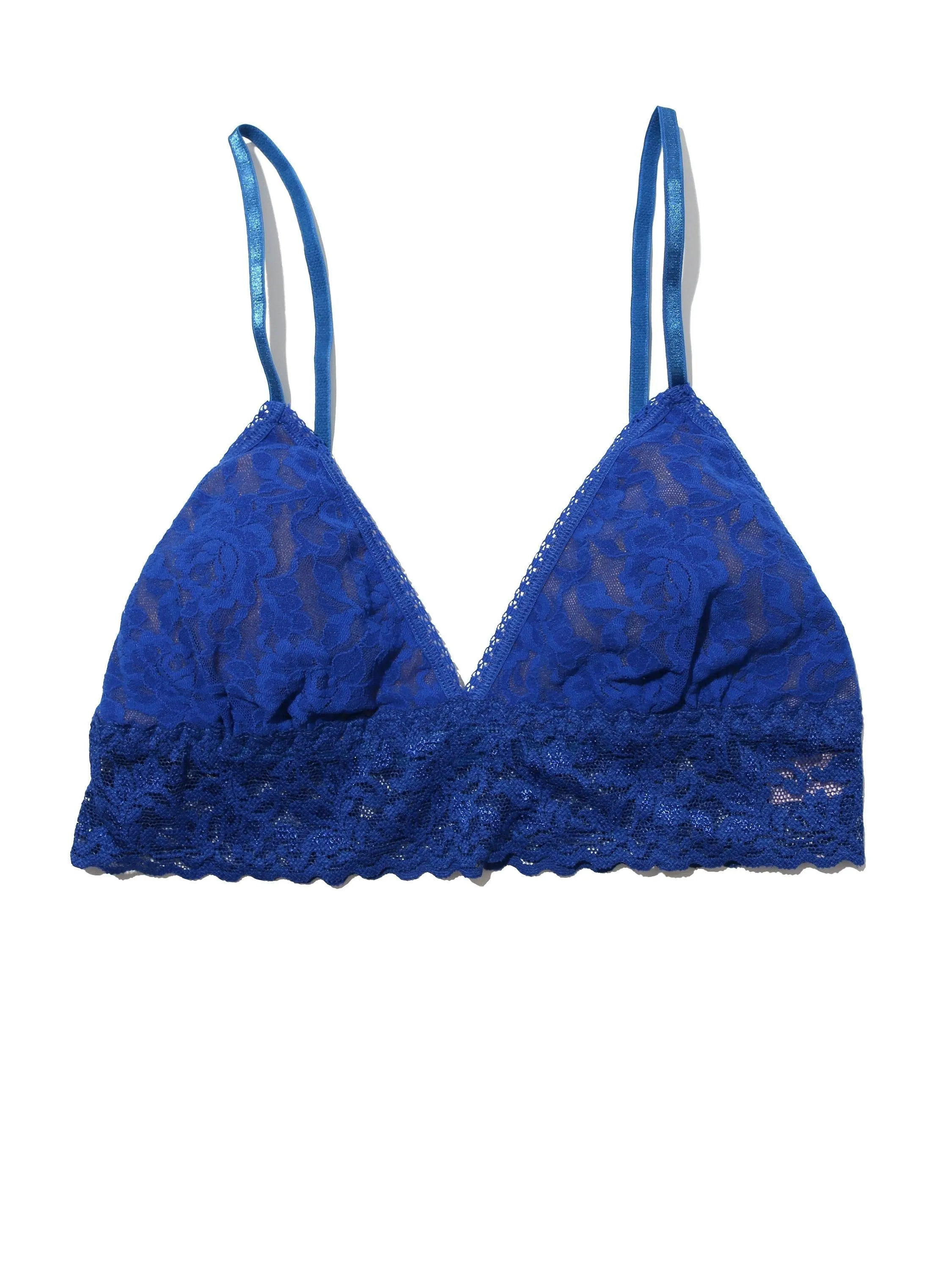 Signature Lace Padded Triangle Bralette Cobalt Blue Sale sold by Hanky Panky