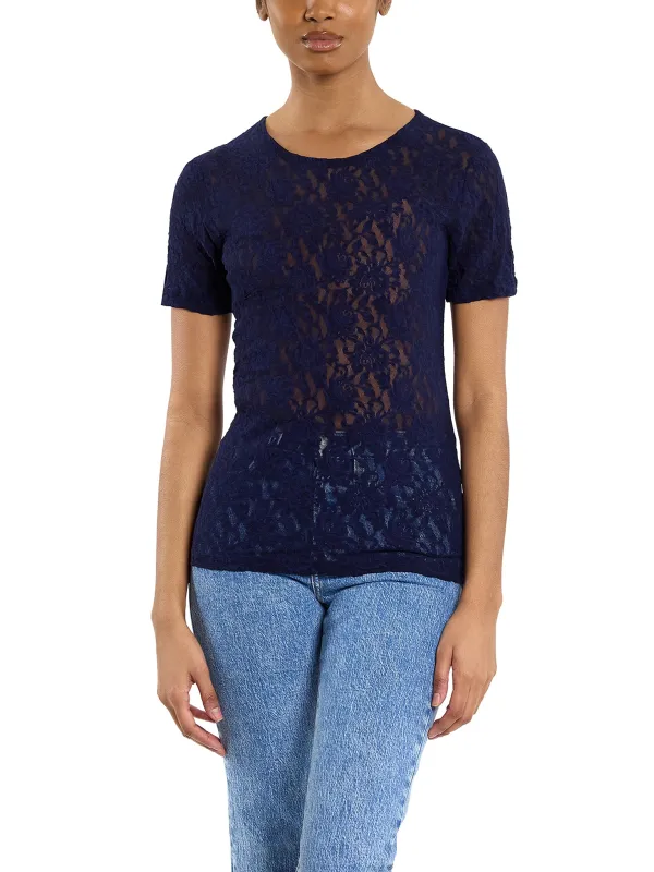 Signature Lace® Short Sleeve Top Navy Sale sold by Hanky Panky
