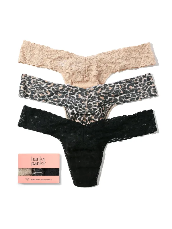 3 Pack Low Rise Thongs Classic Leopard Sale sold by Hanky Panky