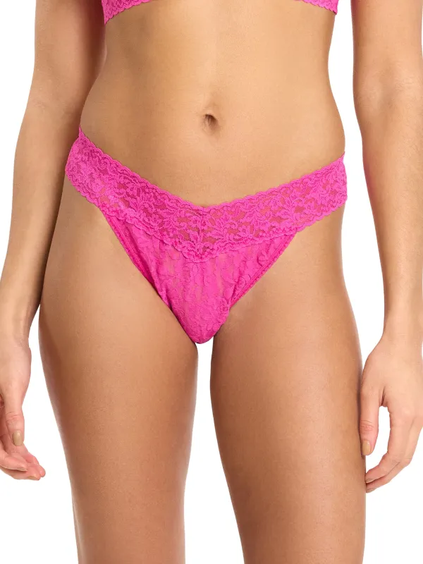 Signature Lace® Original Rise Thong Marmalade Pink sold by Hanky Panky