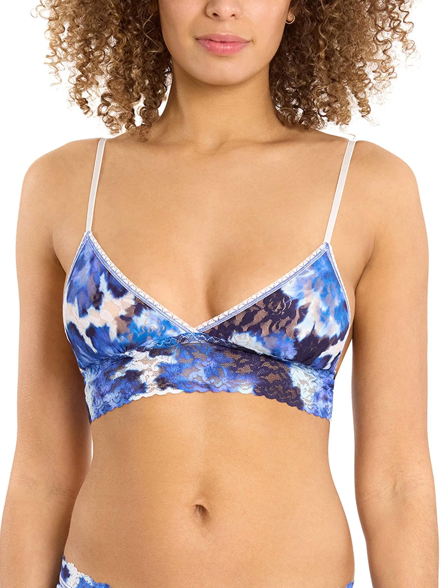 Printed Signature Lace® Padded Triangle Bralette Such A Blur Blue Sale sold by Hanky Panky