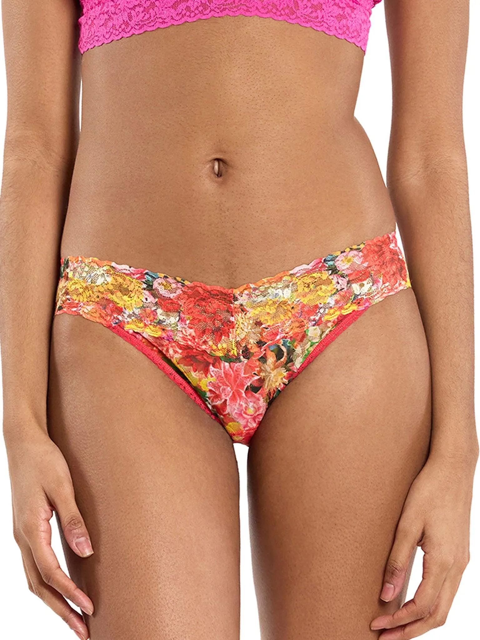 Printed Signature Lace® V-Kini Floramania Pink Sale sold by Hanky Panky