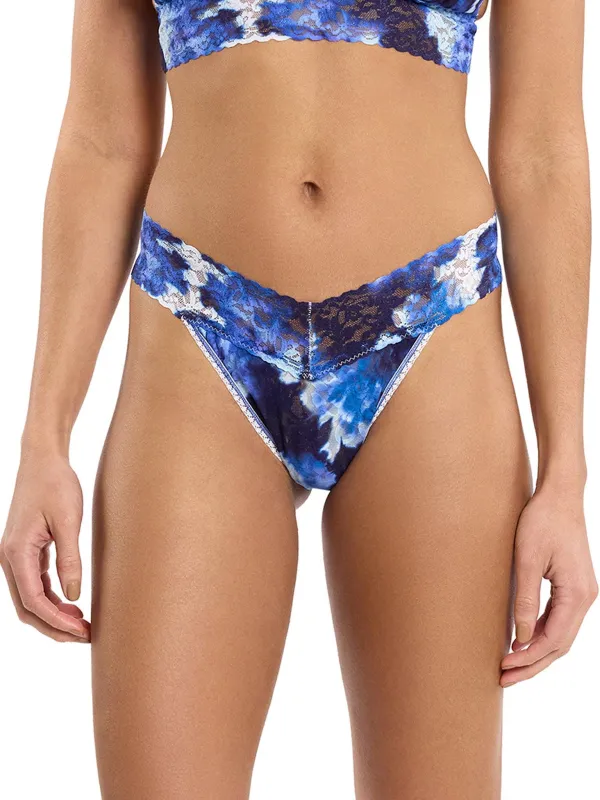 Printed Signature Lace® Original Rise Thong Such A Blur Blue Sale sold by Hanky Panky