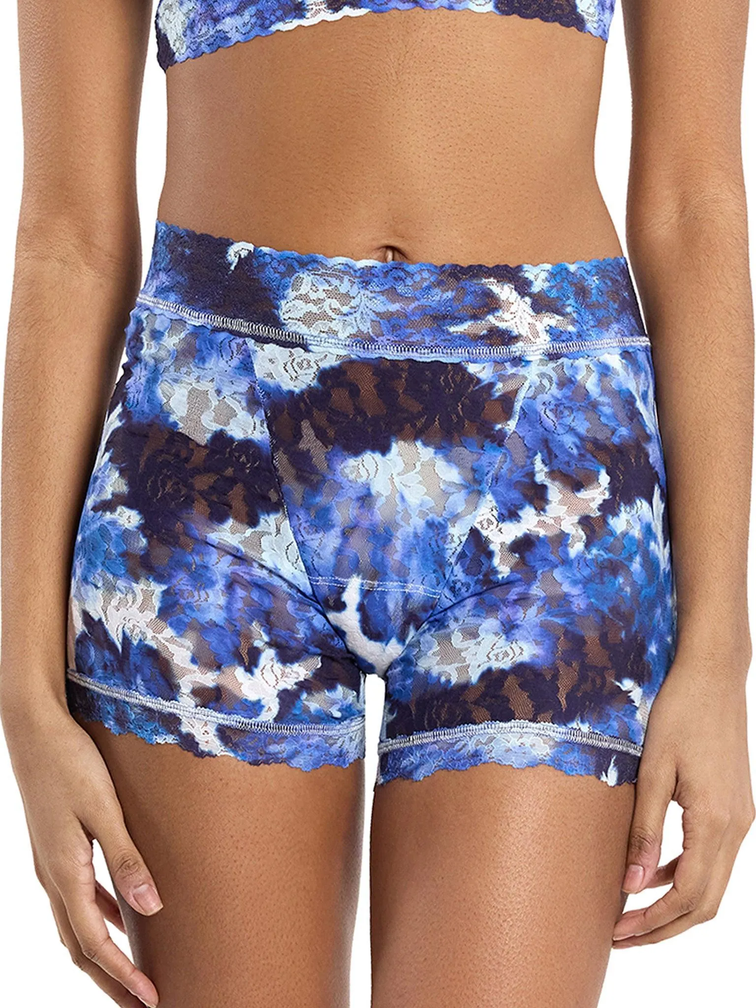 Printed Signature Lace® Boxer Brief Such A Blur Blue Sale sold by Hanky Panky