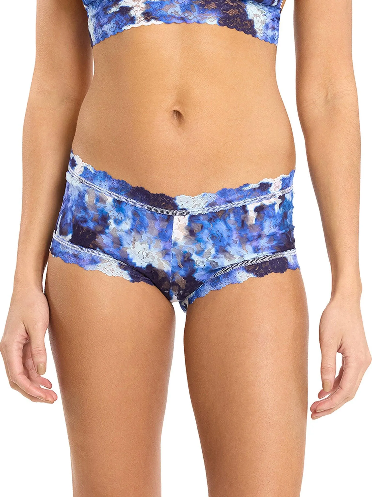 Printed Signature Lace® Boyshort Such A Blur Blue Sale sold by Hanky Panky