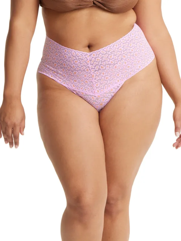 Cross Dye Leopard Plus Retro Thong Rose Petal/ Orange sold by Hanky Panky