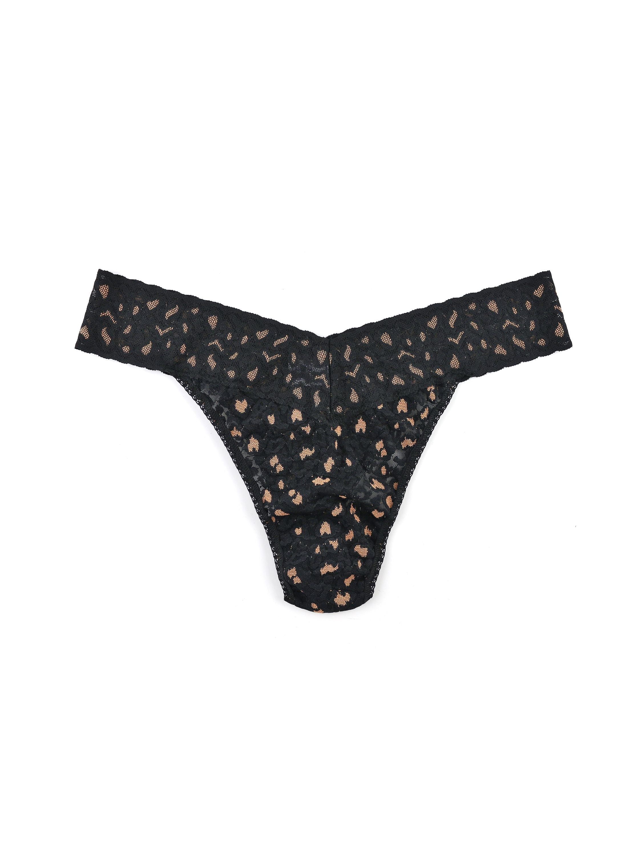 Cross-Dyed Leopard Original Rise Thong Black sold by Hanky Panky