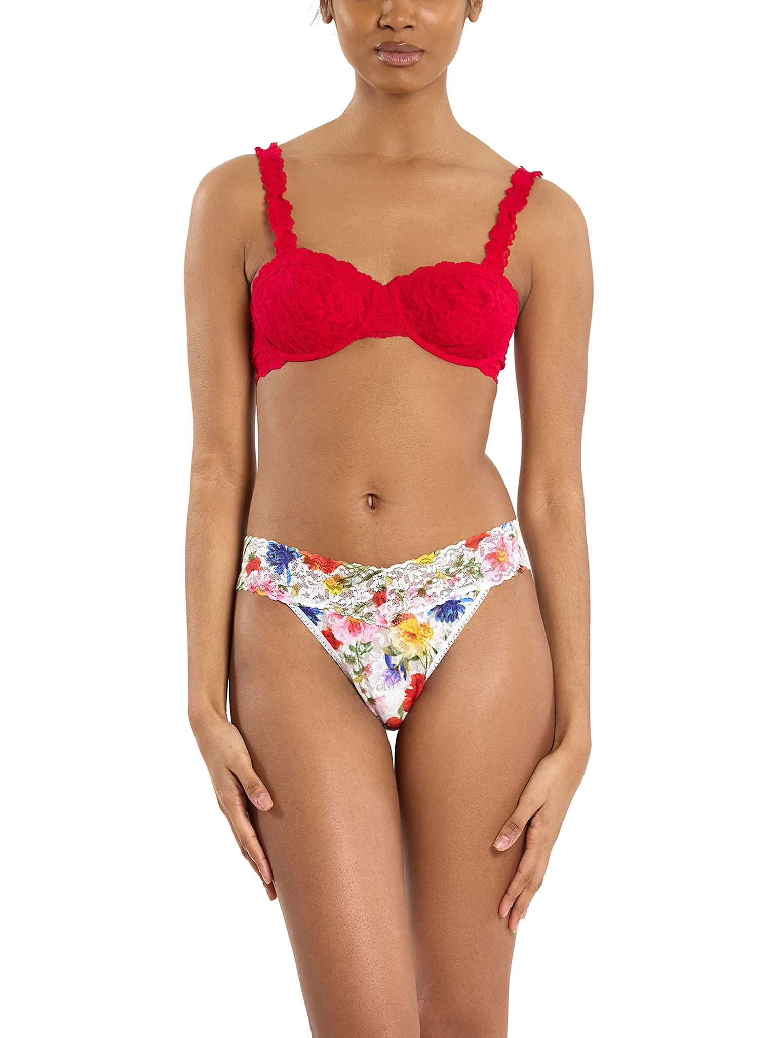 Printed Signature Lace® Original Rise Thong Meadow Mix White Black Friday Sale sold by Hanky Panky product image thumbnail 5