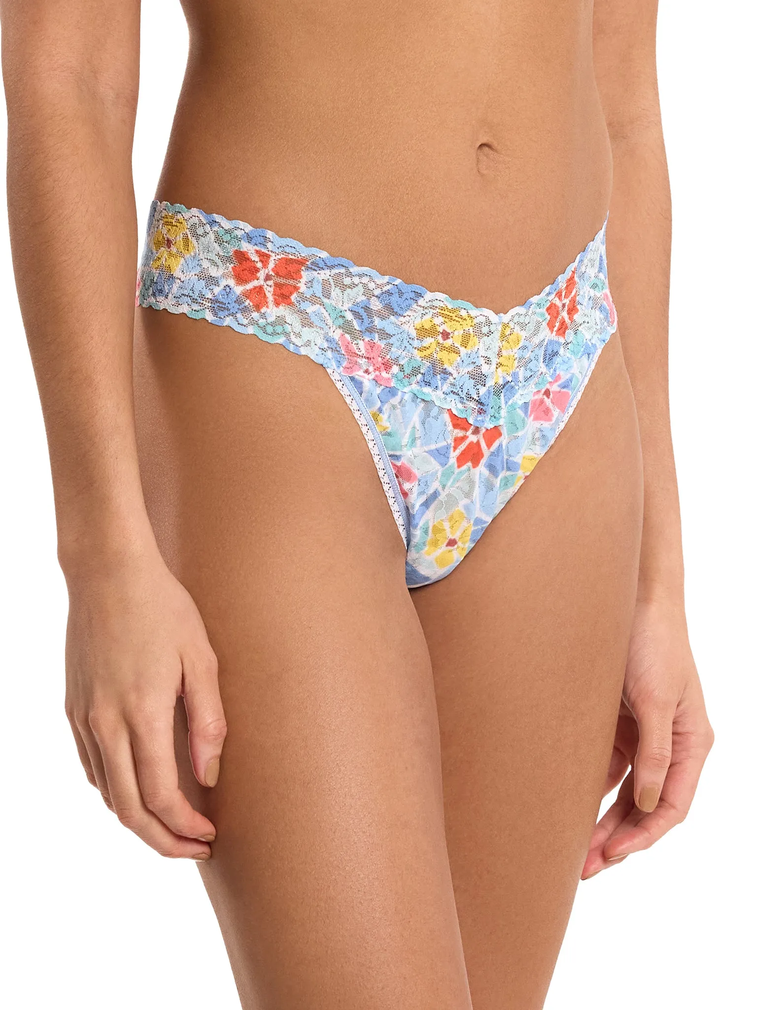 Printed Signature Lace® Original Rise Thong Floral Mosaic White Black Friday Sale sold by Hanky Panky product image thumbnail 4