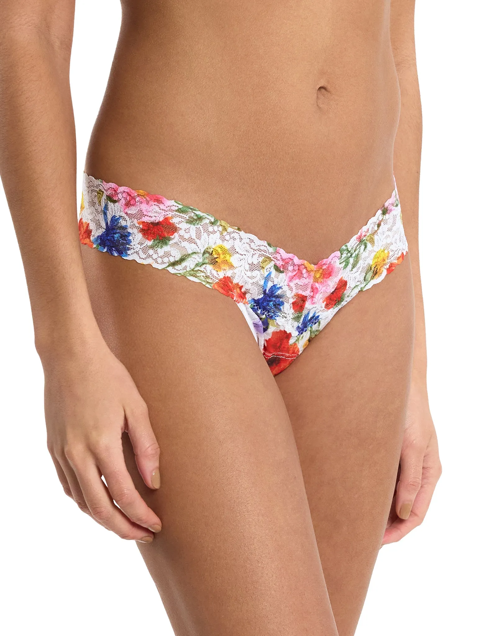 Printed Signature Lace® Low Rise Thong Meadow Mix White Sale sold by Hanky Panky product image thumbnail 4