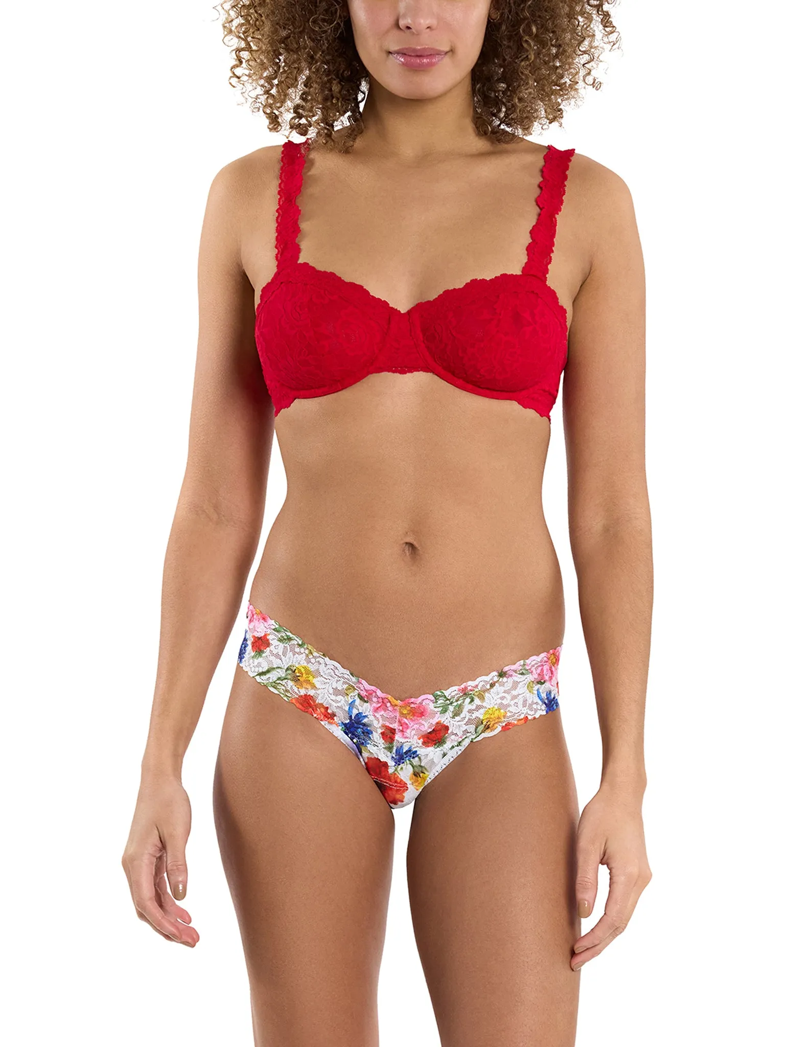 Printed Signature Lace® Low Rise Thong Meadow Mix White Sale sold by Hanky Panky product image thumbnail 5