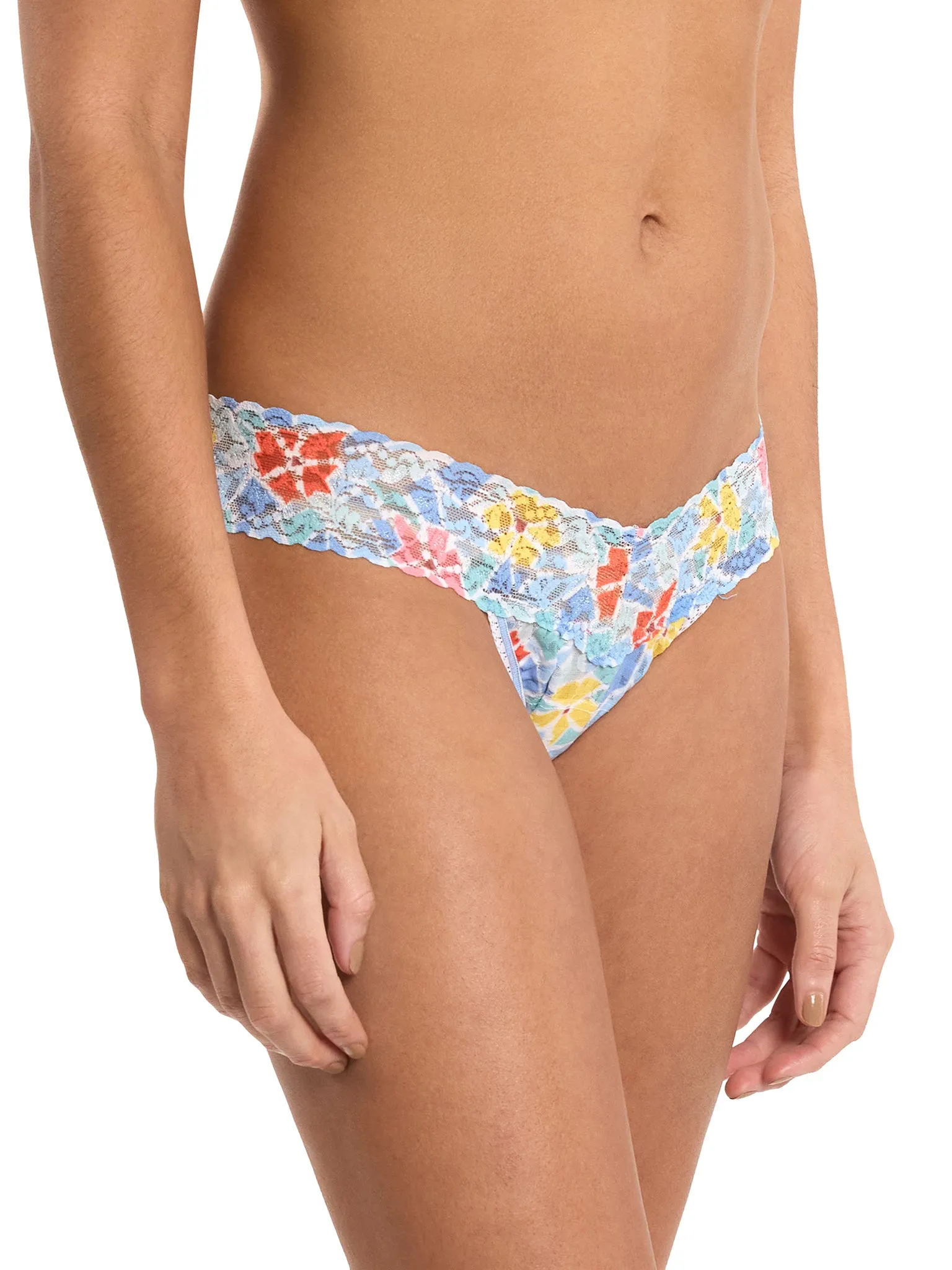 Printed Signature Lace® Low Rise Thong Floral Mosaic White Black Friday Sale sold by Hanky Panky product image thumbnail 3