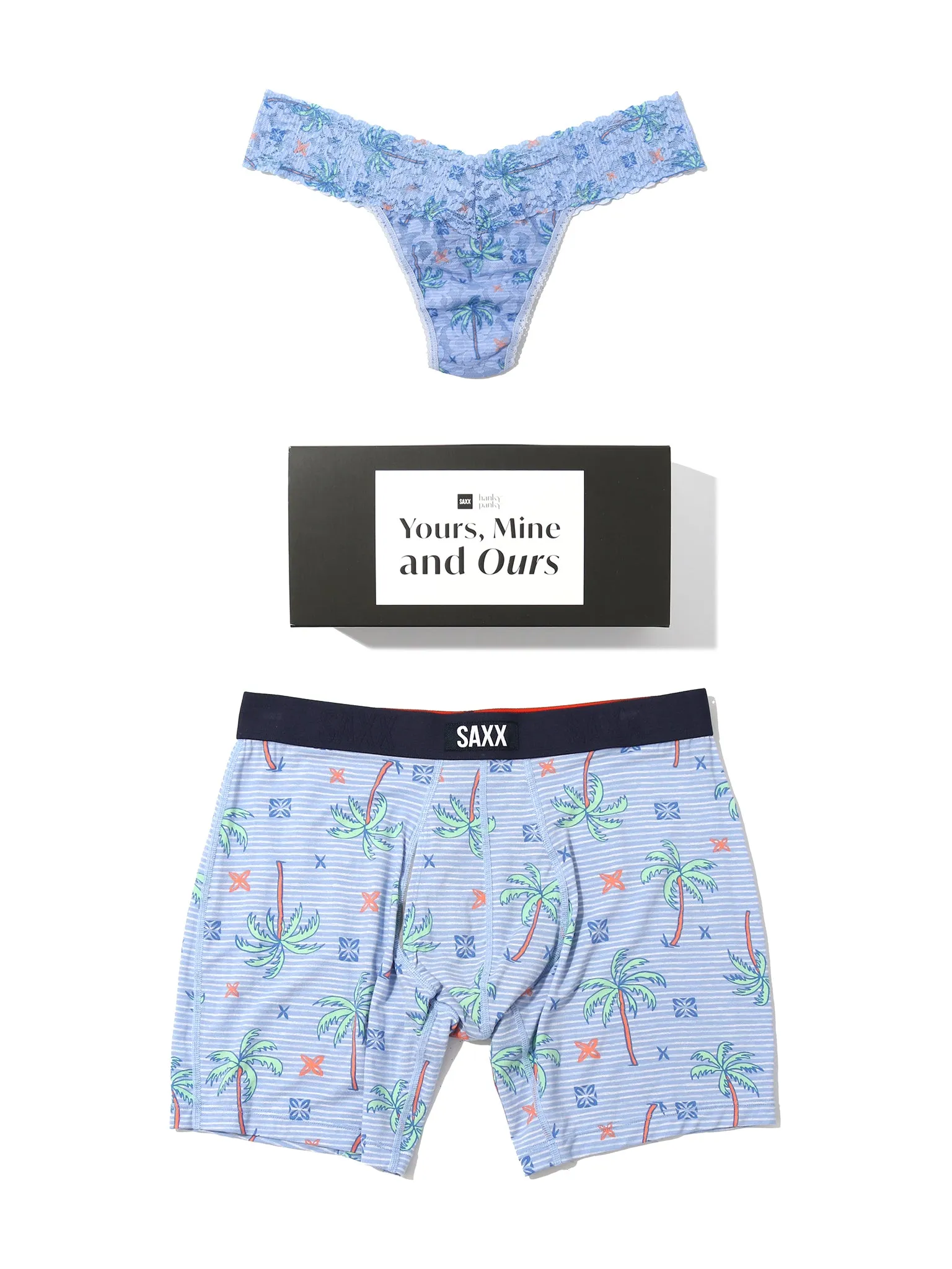 Signature Lace® Low Rise Thong And Saxx Super Soft Vibe Boxer Brief Palmtastic sold by Hanky Panky