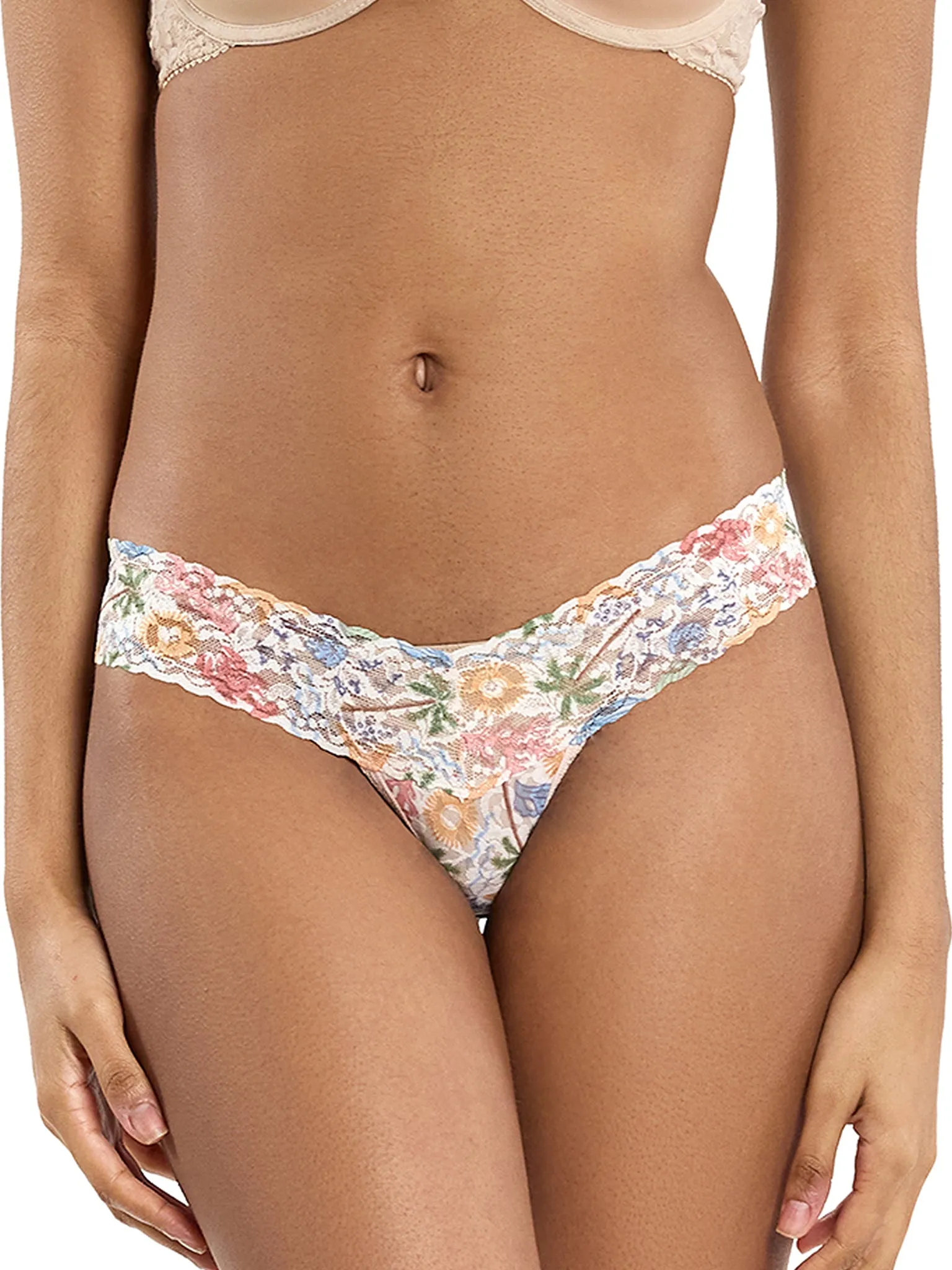 Printed Signature Lace® Low Rise Thong By The Sea Beige Black Friday Sale sold by Hanky Panky