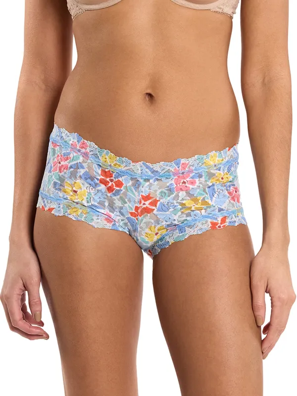 Printed Signature Lace® Boyshort Floral Mosaic White Sale sold by Hanky Panky