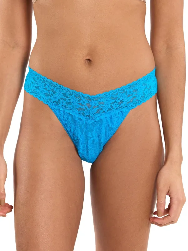 Signature Lace® Original Rise Thong Mediterranean Sea Blue sold by Hanky Panky