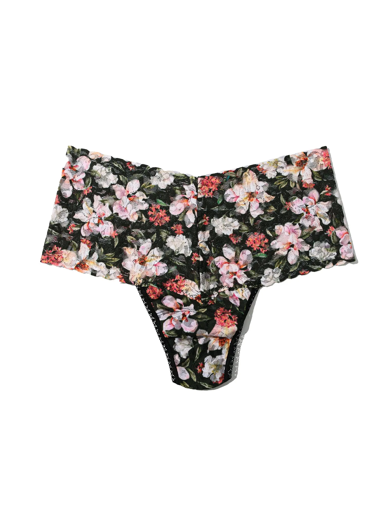 Plus Size Printed Retro Lace Thong Dark Room Blooms Sale sold by Hanky Panky