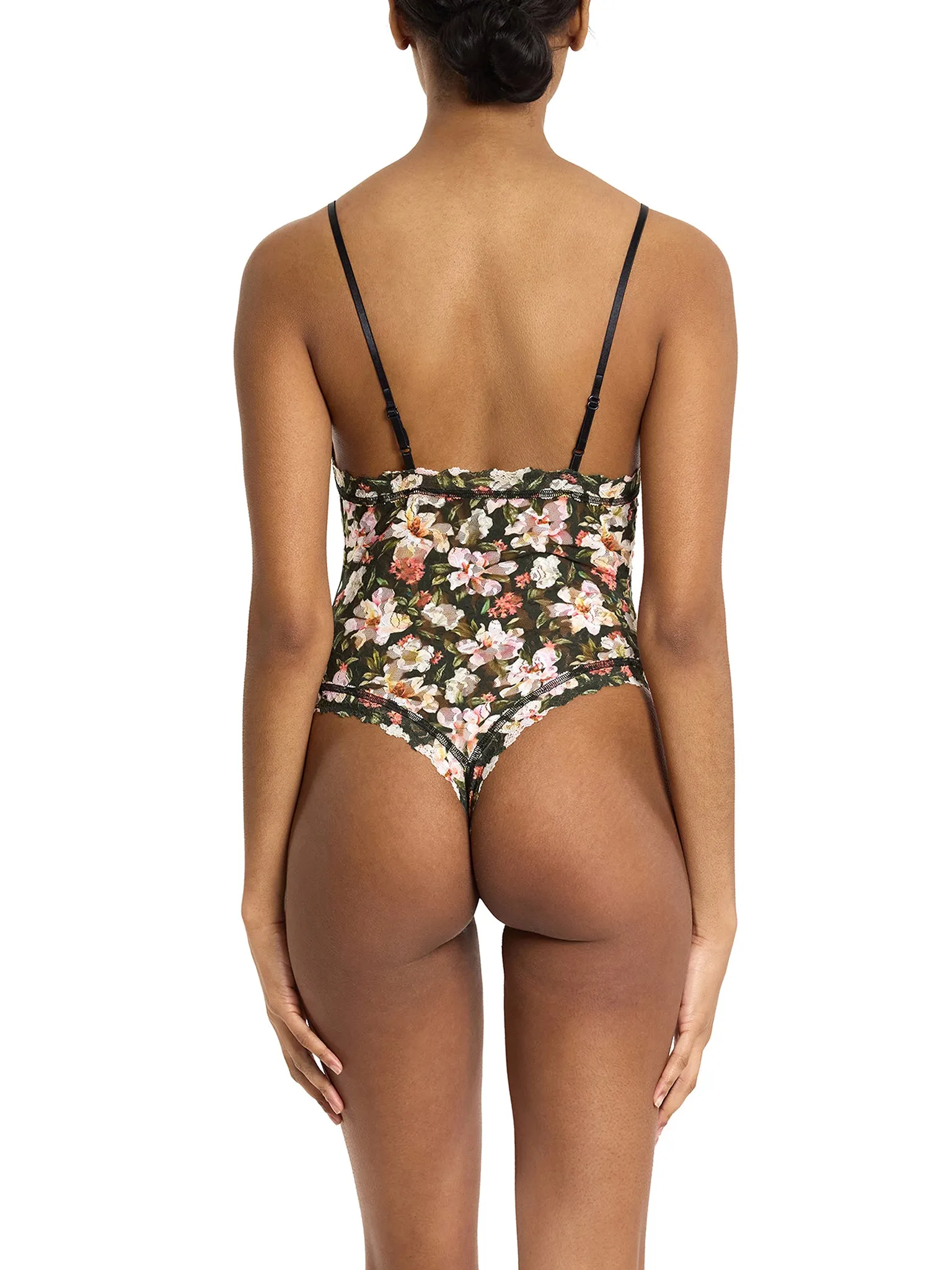 Printed Signature Lace® Thong Back Bodysuit Dark Room Blooms Sale sold by Hanky Panky product image thumbnail 2