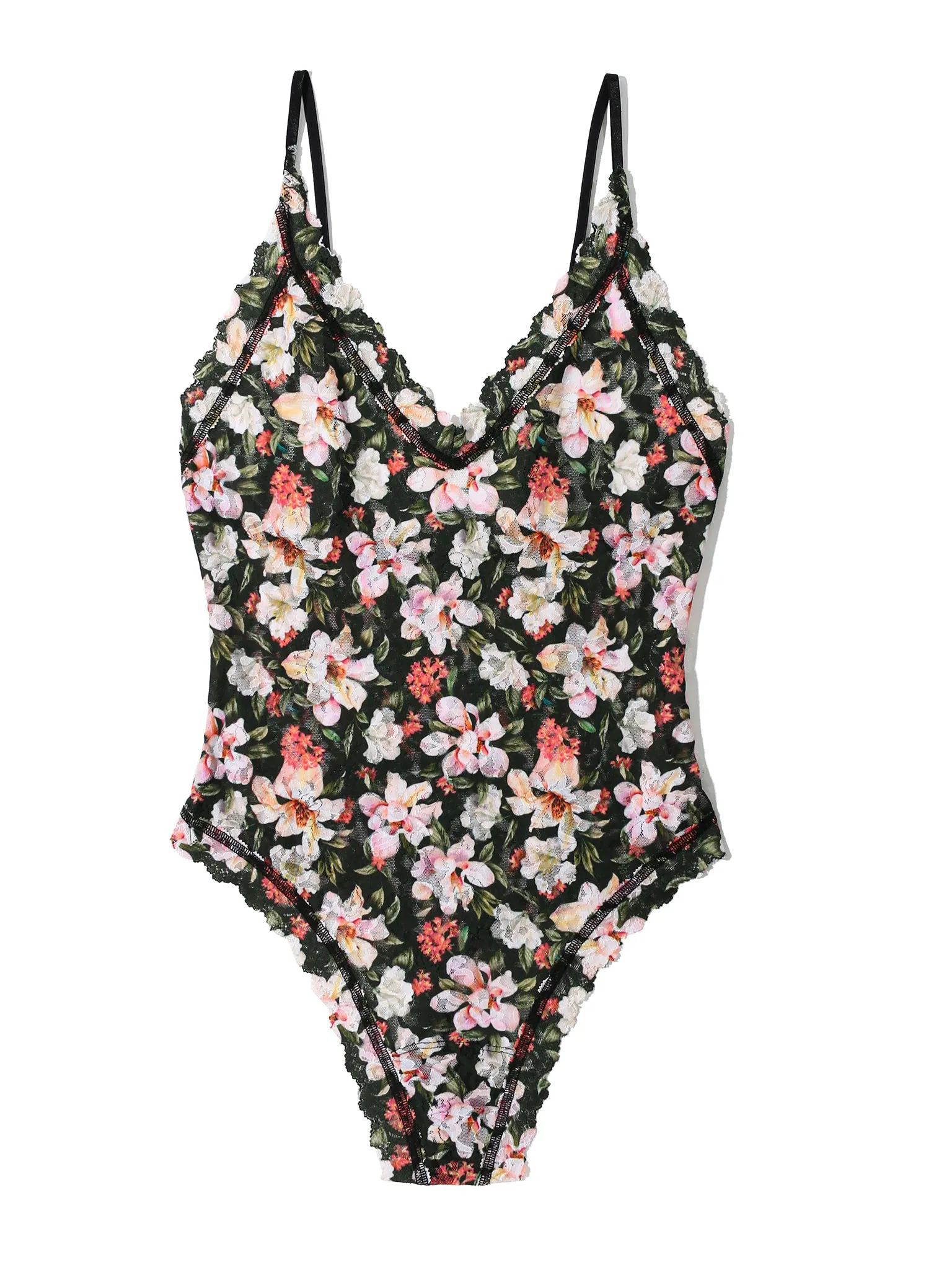 Printed Signature Lace® Thong Back Bodysuit Dark Room Blooms Sale sold by Hanky Panky product image thumbnail 3