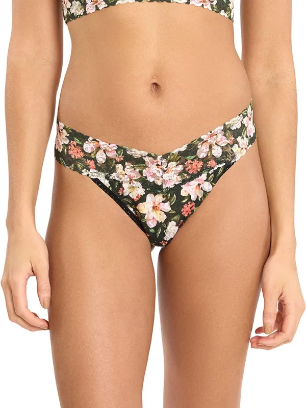 Printed Signature Lace® Original Rise Thong Dark Room Blooms sold by Hanky Panky