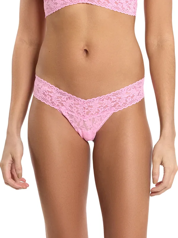 Signature Lace® Low Rise Thong Strawberry Lemonade Pink sold by Hanky Panky