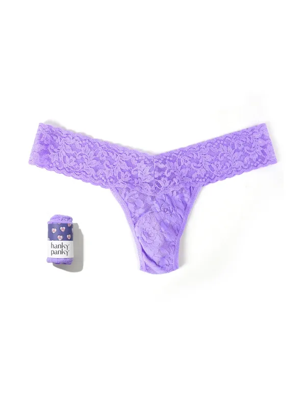 4911® Signature Lace® Low Rise Thong Candy Heart Electric Orchid Purple sold by Hanky Panky